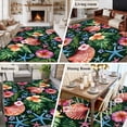 thumbnail image 6 of Summer Tropical Washable Living Room Rugs 5'x8', Flowers Shells Starfish Black Background Low Pile Throw Large Area Rug Non-Slip Sturdy Edge Binding Carpet for Living Room Kitchen Office, 6 of 9
