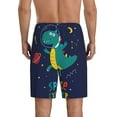 thumbnail image 3 of Naloa Dinosau Space Explorer Men's Short Pajama Pants, Lounge Comfort Shorts with Elasticized Waistband and Side Pockets - X-Large, 3 of 9