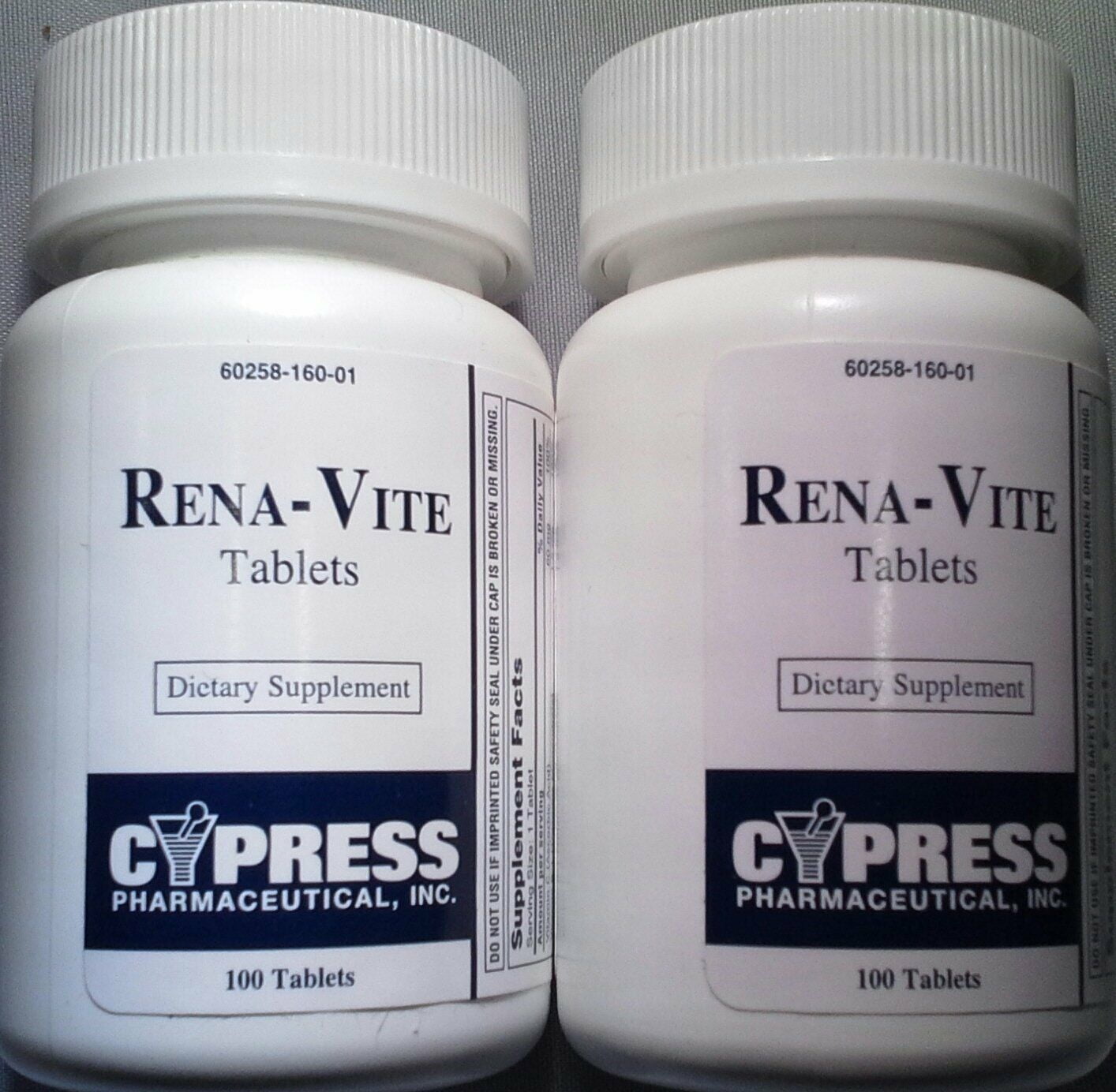 [2 Pack] Renavite Renal Dietary Supplement 100 Ct. Pack of 2 Bottles Compare to Nephrovite