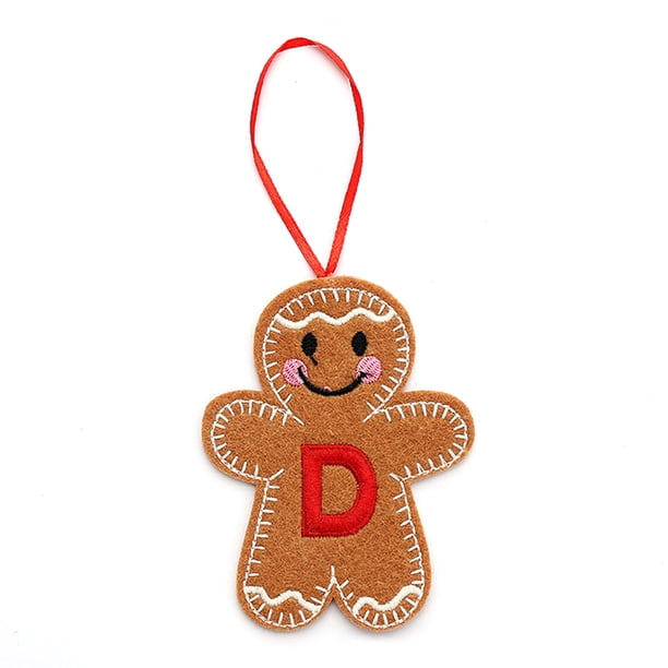 Adornos de jengibre con iniciales del alfabeto Monograma de jengibre Adorno colgante para el árbol de Navidad con la letra del apellido Decoración para el árbol de Navidad