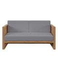 thumbnail image 6 of Lounge Loveseat Sofa, Grey Gray Natural, Teak Wood, Fabric, Modern Contemporary, Outdoor Patio Balcony Cafe Bistro Garden Furniture Hotel Hospitality, 6 of 8