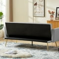 thumbnail image 2 of Leumius Velvet Futon Sofa Bed Mid-Century Modern Adjustable Backrest with Pillows, Gray/Gold, 2 of 7
