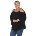 thumbnail image 2 of White Mark Women's Plus Size Cold Shoulder Ruffle Sleeve Top, 2 of 5