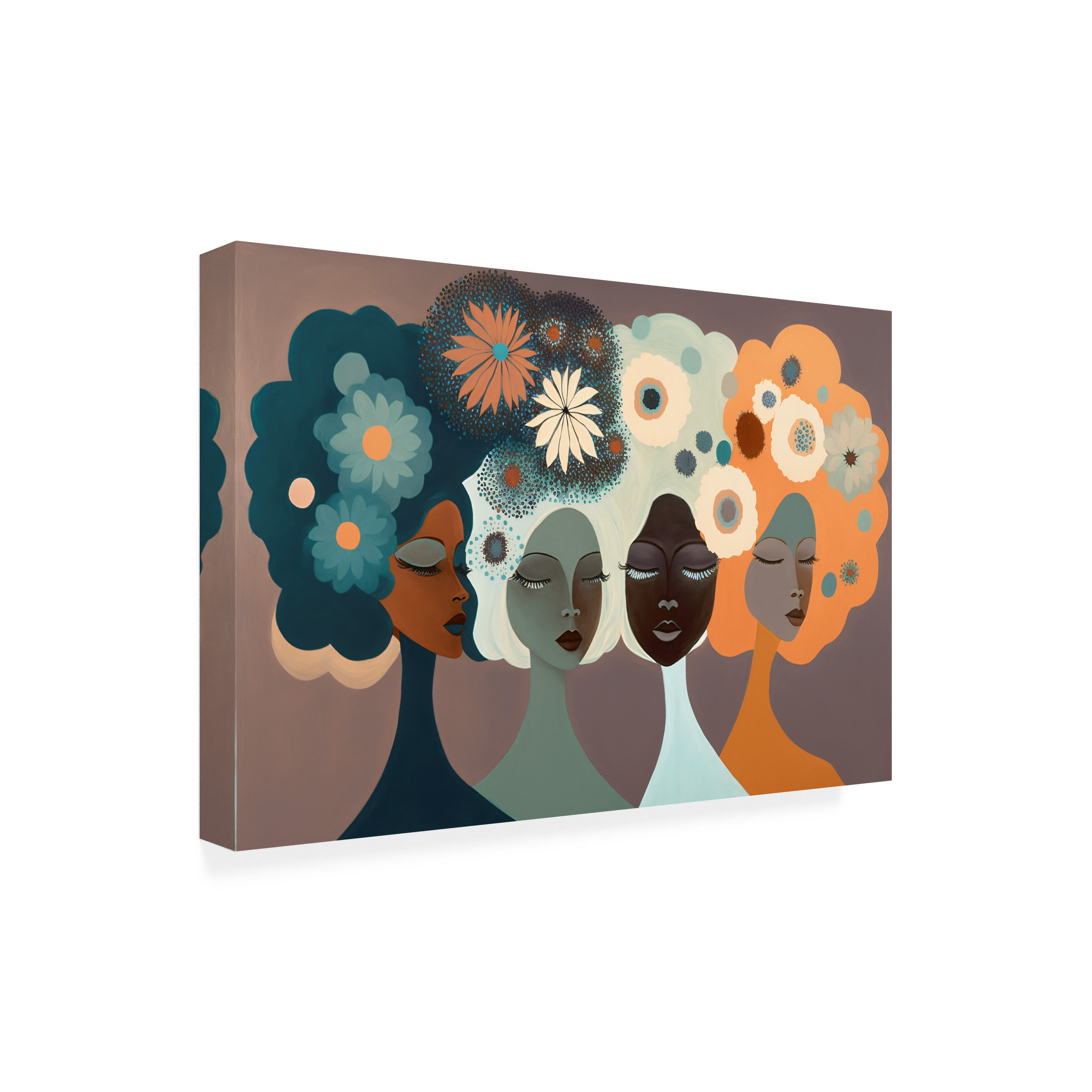 Canvas Wall Art - Ray Heere 'Mid Century Diversity Portraits 4' Wall Art for Living Room, Bedroom, or Office Décor by Trademark Fine Art - 32 x 22 Inches