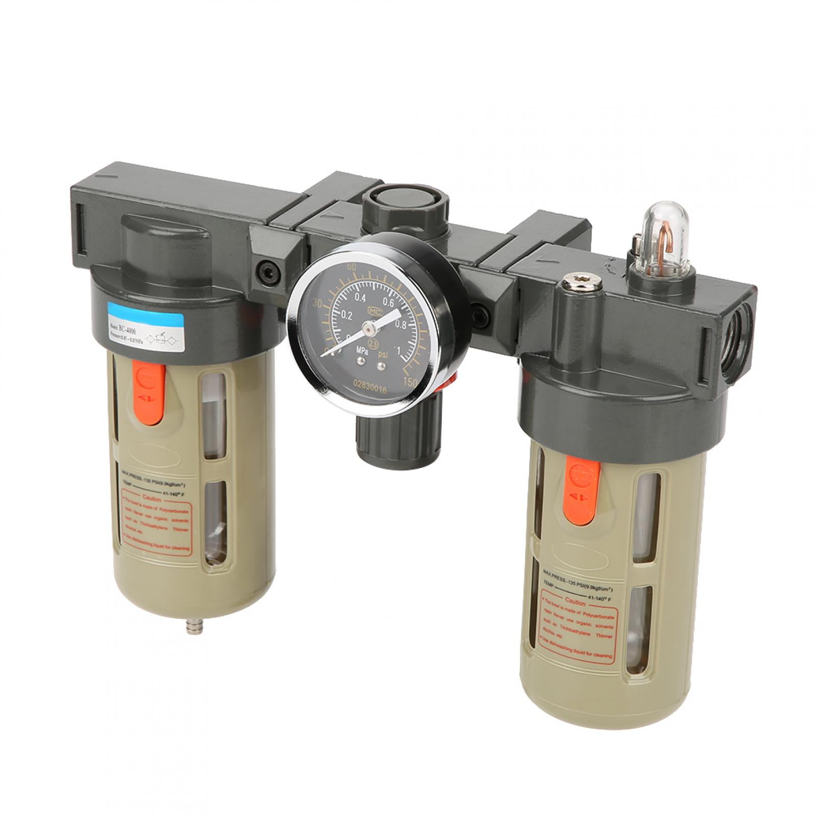 G1/4 Blue Adjustable Knob Air Filter Regulator Lubricator 40um Filter Accuracy for Compressor