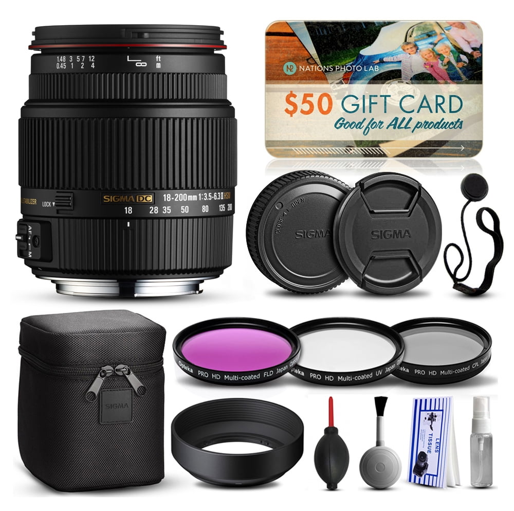 Sigma 18-200mm F3.5-6.3 II DC OS HSM Kits - Walmart.com