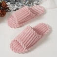 thumbnail image 5 of SAWOBUUN Womens Open Toe Corduroy House Slippers Soft Sole Non Slip Ribbed Indoor Slides Cozy Winter Bedroom Home Shoes, 5 of 9