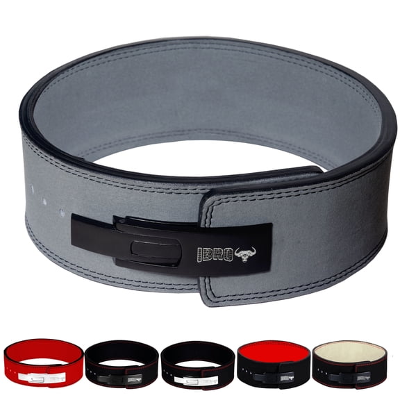IBRO Powerlifting Lever Gym Belt ? Power 13MM Extreme Heavy Duty Genuine Leather Belts - Squats Deadlifts Bodybuilding Weight Lifting IPF Power Lifting Strongman for Men 13mm Grey XXL