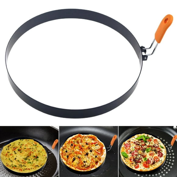 7.87" Omelette Ring for Griddle, Large Stainless Steel Griddle Omelet Rings, Non-Stick Pancake Egg Ring, Round Omelette Rings Omelet Mold, Muffin Mold Silicone Handle, 1 Pcs
