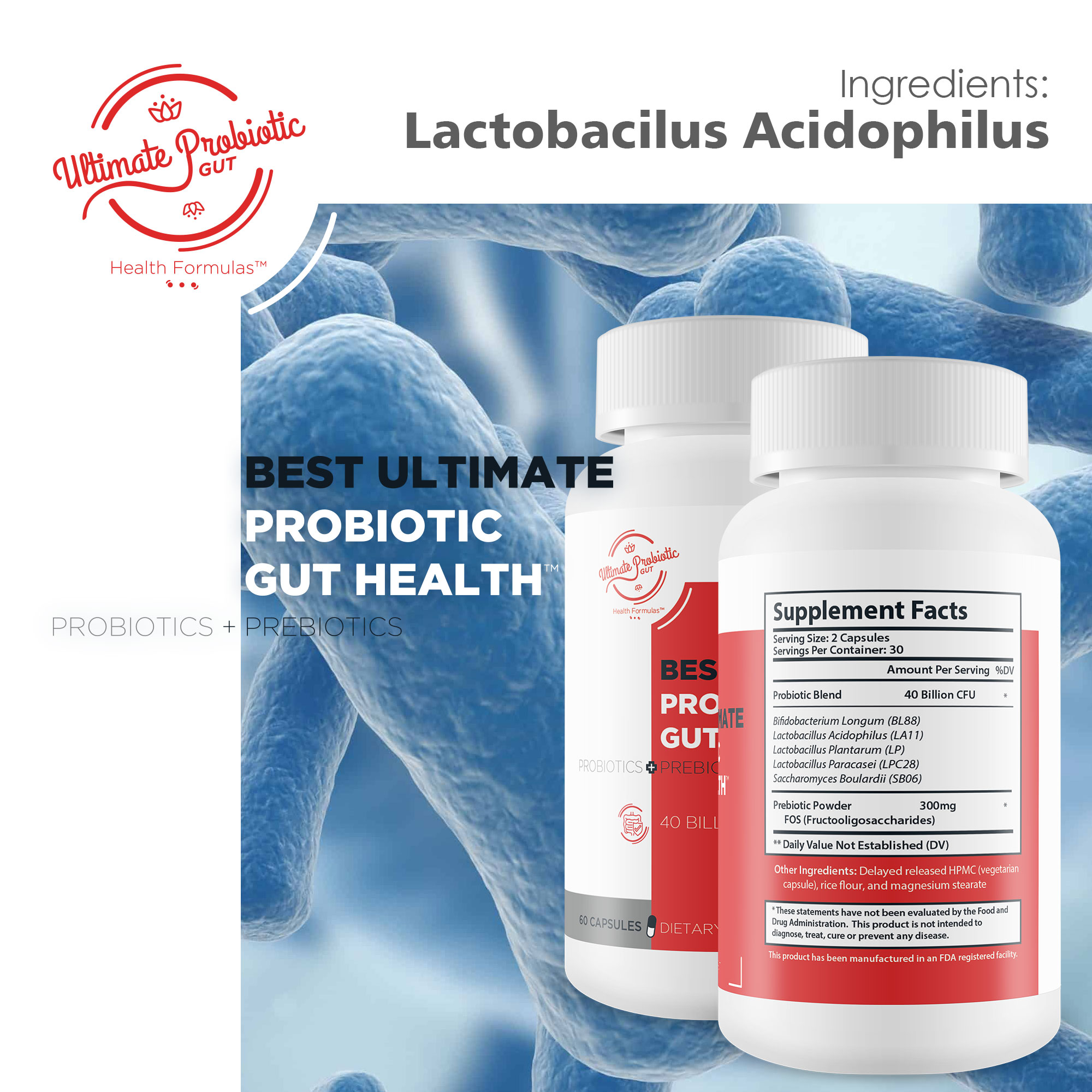 Buy Best Ultimate Probiotic Gut Health Top Formula 40 Billion Cfu Probiotics & Prebiotics