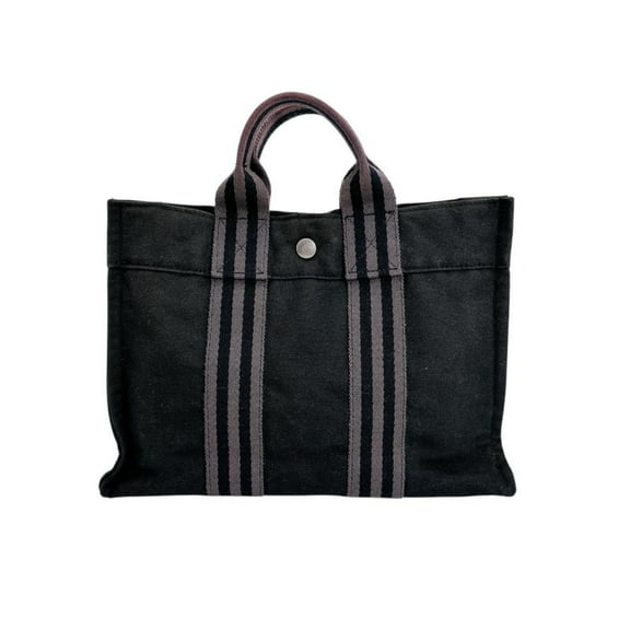 Pre-Owned Hermes HERMES Tote Bag Handbag Canvas Foule PM Cotton Black (Good)