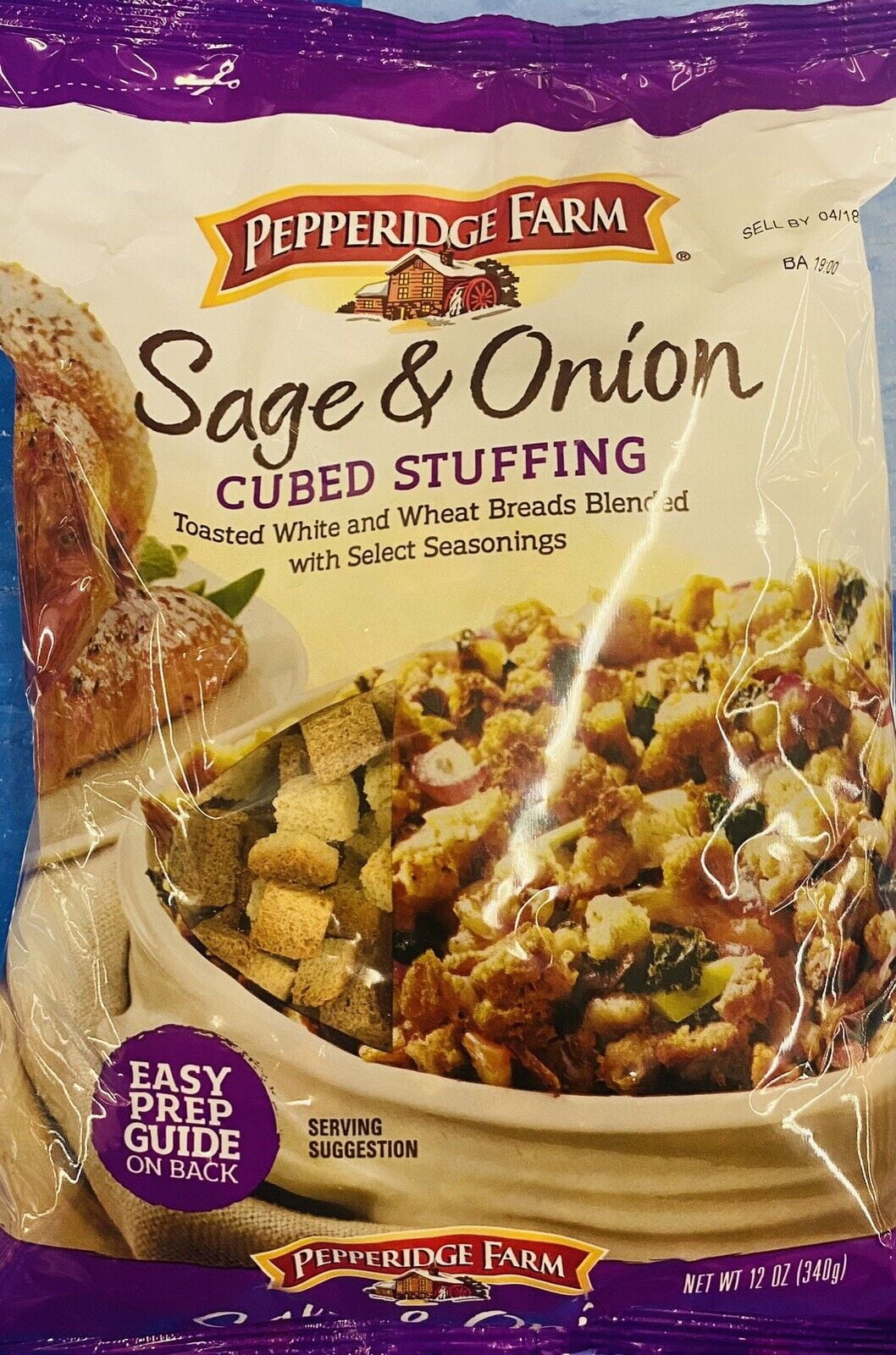 5x Pepperidge Farm SAGE & ONION CUBED STUFFING 12 oz Bag - 5 PACK
