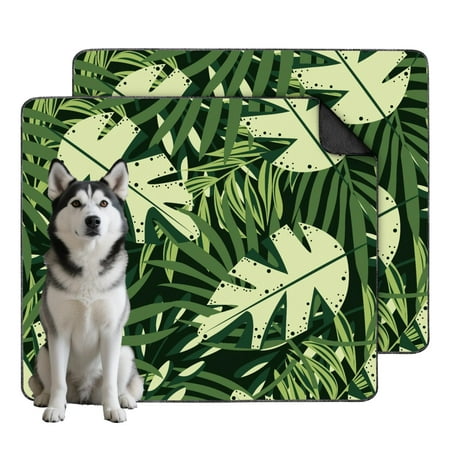 Reusable Washable Pet Pee Pads Tropical Plant Pattern Absorbent Pad with Stay-Put Backing for Tile Floors (Hawaiian plant patterns 35 x41 )