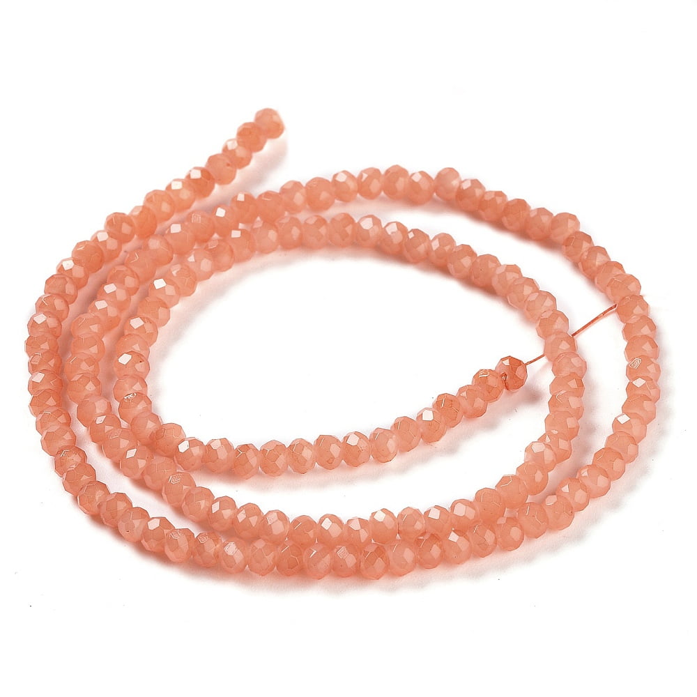 Baking Painted Imitation Jade Glass Bead Strands Faceted Rondelle Light Salmon 8x6mm Hole: 1mm 63~65pcs/strand 39~40cm