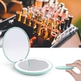 thumbnail image 3 of wobsion LED Lighted Travel Makeup Mirror, 1x/10x Magnification Compact Mirror, Portable for Handbag, Purse, Pocket, 3.5 inch Illuminated Folding Mirror, Handheld 2-Sided Mirror, Round, Cyan, 3 of 5