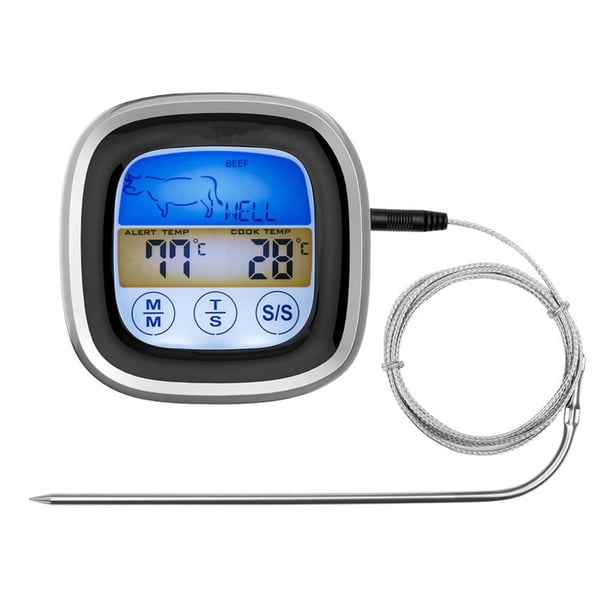 Billuyoard Pantalla táctil Termómetro electrónico Temporizador Barbacoa Termómetro Cocina Pantalla a color Termómetro de alimentos para cocina Barbacoa Cocina y Comedor Billuyoard HA016755-00