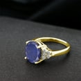 thumbnail image 4 of Gem Stone King 4.33 Ct Oval Blue Lapis White Diamond 18K Yellow Gold Plated Silver Ring (Size 7), 4 of 4