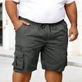 thumbnail image 4 of KeShDi Workout Shorts 3 Inch Board Shorts Men Casual Fashion Solid Shorts with Multi-pocket Elastic Waist Cargo Pants Short Pants Dark Gray S, 4 of 8