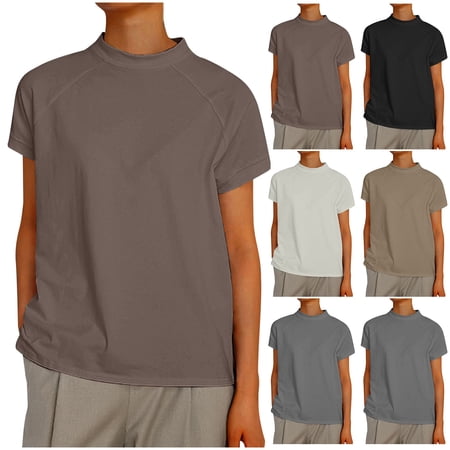 WRKEKC Womens Tops Casual Solid Color Loose Short Sleeve Crew Neck T-Shirts Comfortable Everyday Versatile Tops