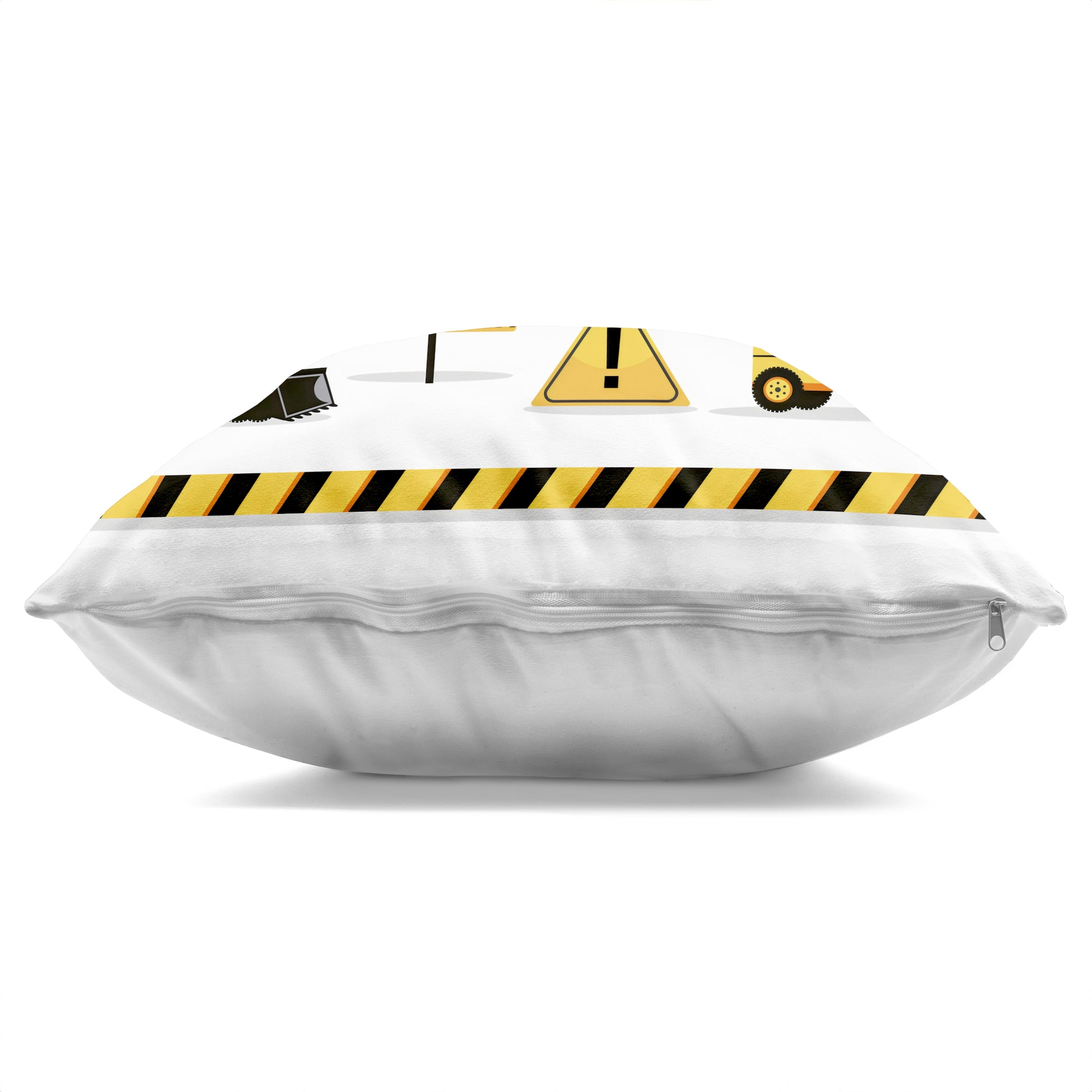 Stupell Industries Construction Vehicles with Warning Decorative Printed Throw Pillow, design by Creative Studio
