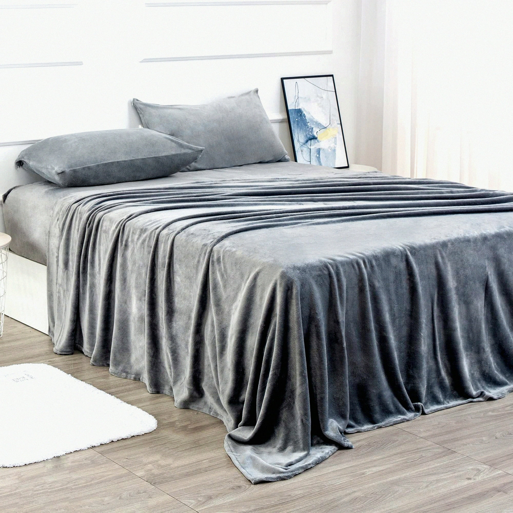 CozyPlush Twin Size Micro Fleece Bedding Set Extra Soft Velvet Sheets Pillowcase with Deep Pockets for All Seasons Grey 3 Piece Walmart