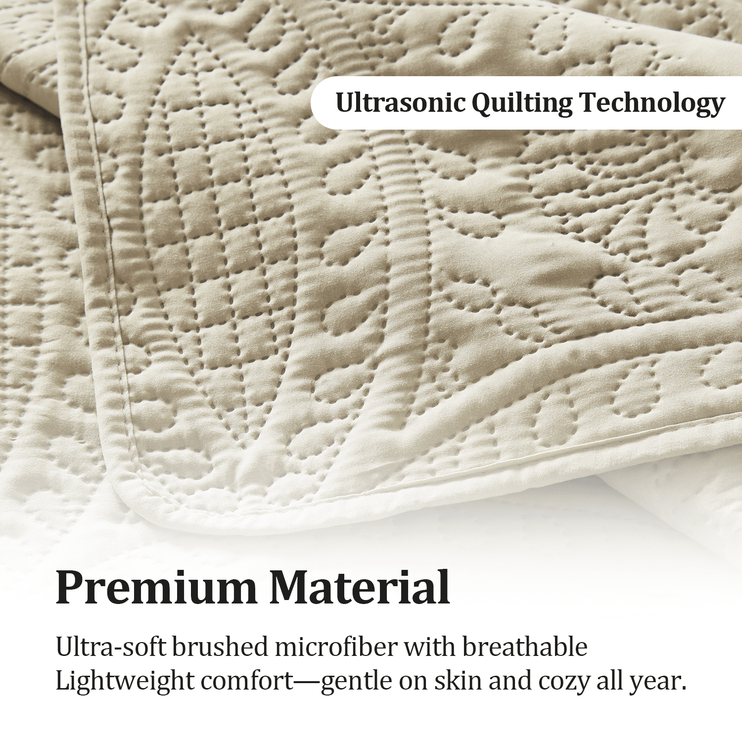 Flymme Quilt for King Beds Beige,3 Piece Soft Lightweight Bedspread with Pillow Sham, Modern Blanket Thin Comforter Bed Cover for Home Bedroom Decor