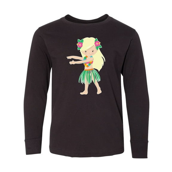 Inktastic Blonde Hula Girl Long Sleeve Youth T-Shirt