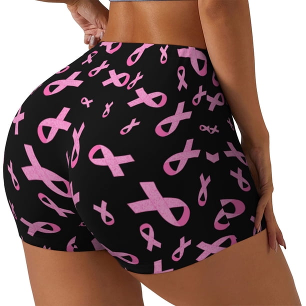 Fotbe Breast Cancer Awareness Shorts Sin Costuras – Shorts Deportivos de Cintura Alta para Mujer, Elásticos para Gimnasio, Yoga, Running o Ciclismo-Medium