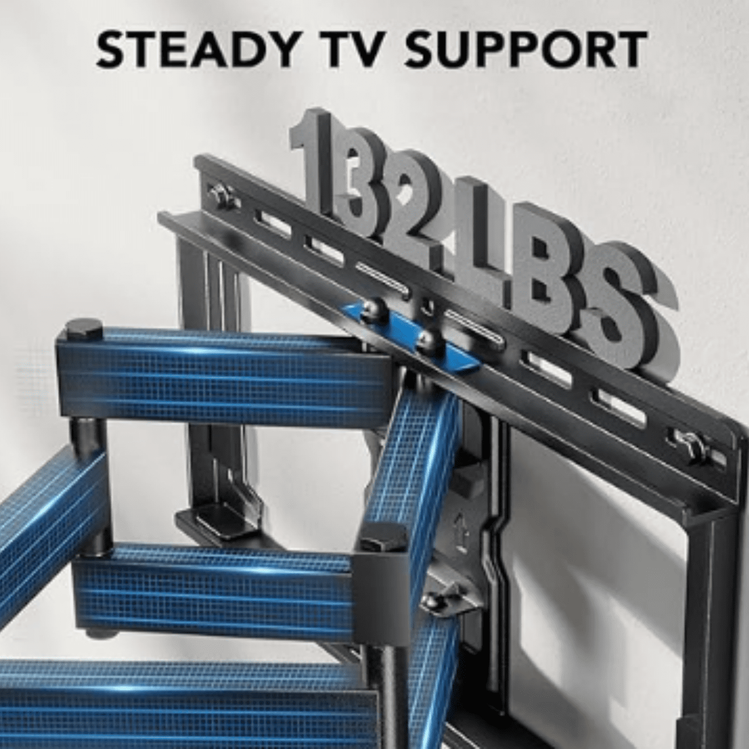 Full Motion TV Wall Mount for 42-85 inch Flat Screen LED TV up to 132lbs Swivel Dual Articulating Arms Mount, Tool-Free Tilt Bracket Max VESA 600x400mm, Fits 8” 12” 16" Wood Studs
