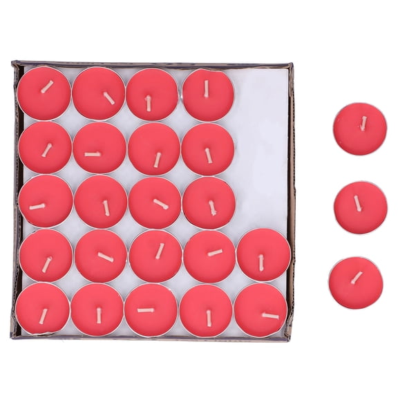 NFTIGB 50Pcs Round Tealight Candles Red Smokeless Scented Tea Lights in Aluminum Alloy Shell for Wedding Anniversary Proposal Party Decoration, 7.1 inches / 18 cm Size