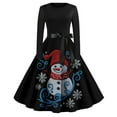 thumbnail image 2 of Christmas Dresses for Women Women's Casual Fashion Print Long Sleeve Dress Cutout Party Casual Round Neck Dress for Christmas Celebration,Black,L, 2 of 4