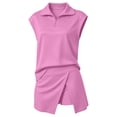 thumbnail image 6 of OJSFQUFP Women Soild Color 2 Pc Skirt Sets Summer Sleeveless Half Zip Sweatshirt Sport Outfits Casual Sweatsuits, 6 of 6