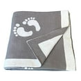 thumbnail image 1 of Effe Bebe Baby Blanket 100% Cotton Knit Footprint Light Grey 30'x40' (1 Count), 1 of 4