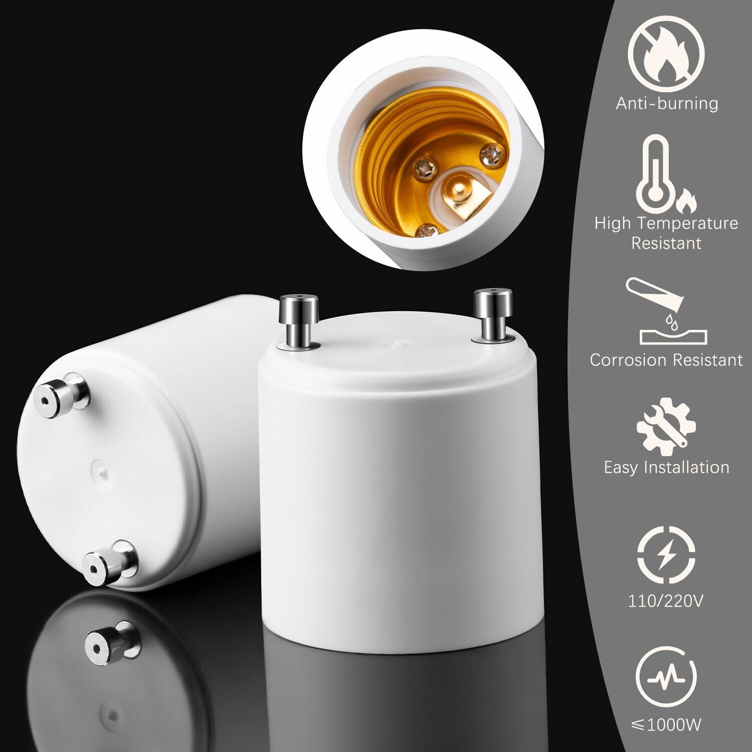 Innens GU24 to E27 E26 Light Bulb Socket Adapter Screw Lamp Base