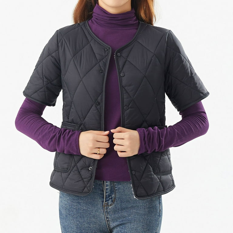 Womens Parkas Lightweight Short Sleeve Two Pockets Down Jacket Available in Plus Size Walmart