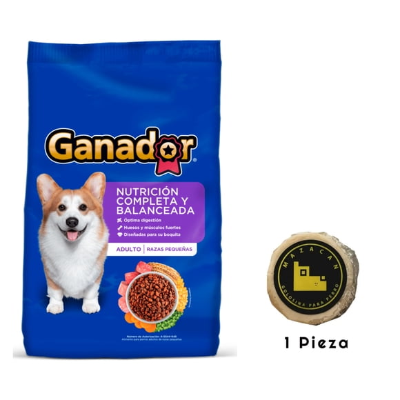 Ganador Original Razas Pequeñas 20 kg + Mazacan Para Perro 1 pza