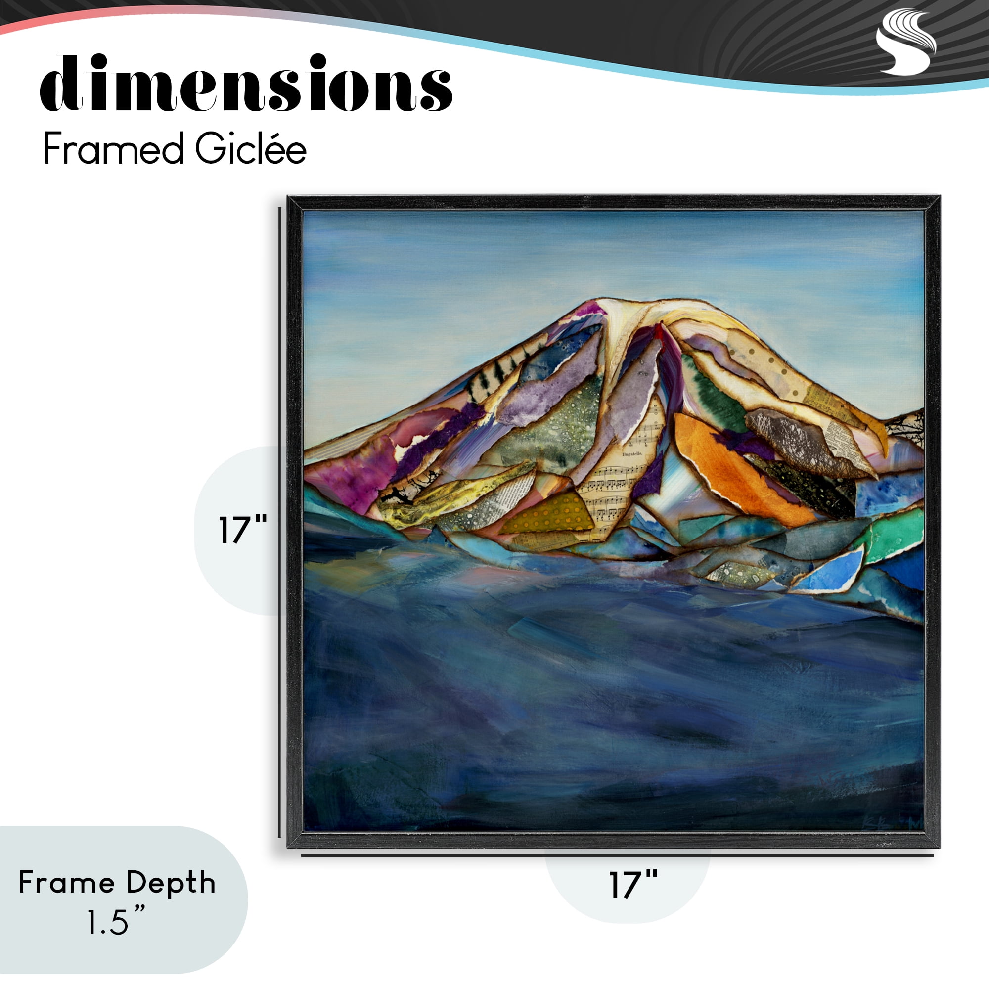 Stupell Industries Collaged Layers Mountain Black Framed Giclee Art, design by Van Horne-Borcherding