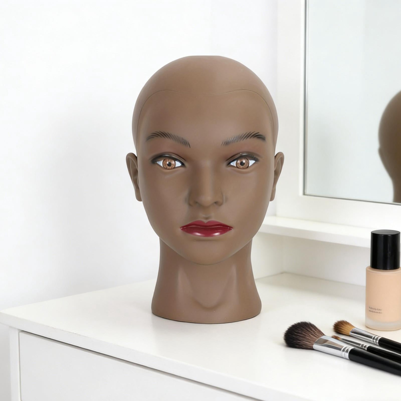 Serenable Female Mannequin Head Manikin Head Realistic Prop Wig Display Display Model for Styling Headdress Scarves Retail Beauty Salon black