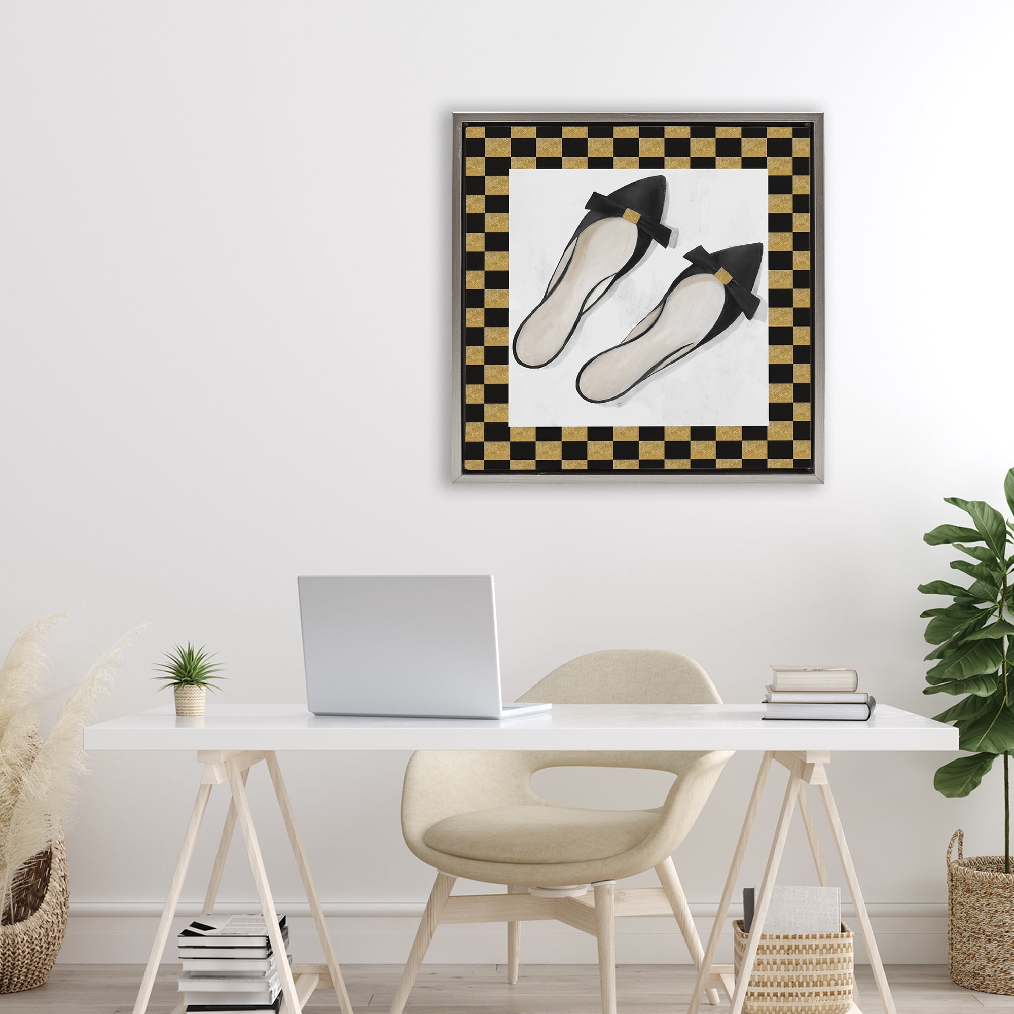 Stupell Industries Sleek Black Sliders Gray Framed Floater Canvas Wall Art, design by Lorenzo Collective