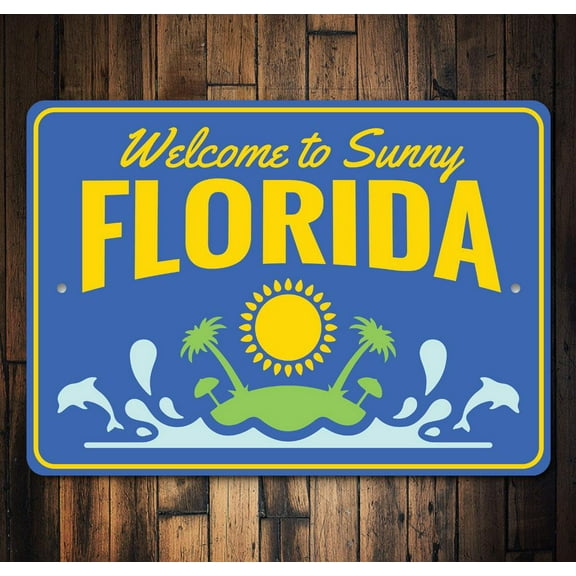 Sunny Florida Novelty Sign, Metal Wall Decor - 10x14 inches