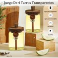 thumbnail image 4 of Tarros de Vidrio con Tapa Hermética y Cuchara, Juego de 4 Tarros 14OZ Transparentes Recipiente de Avena Frasco de Vidrio para Organización Contenedor para Almacer Alimento Especias Café Azúcar 4PZS, 4 of 4