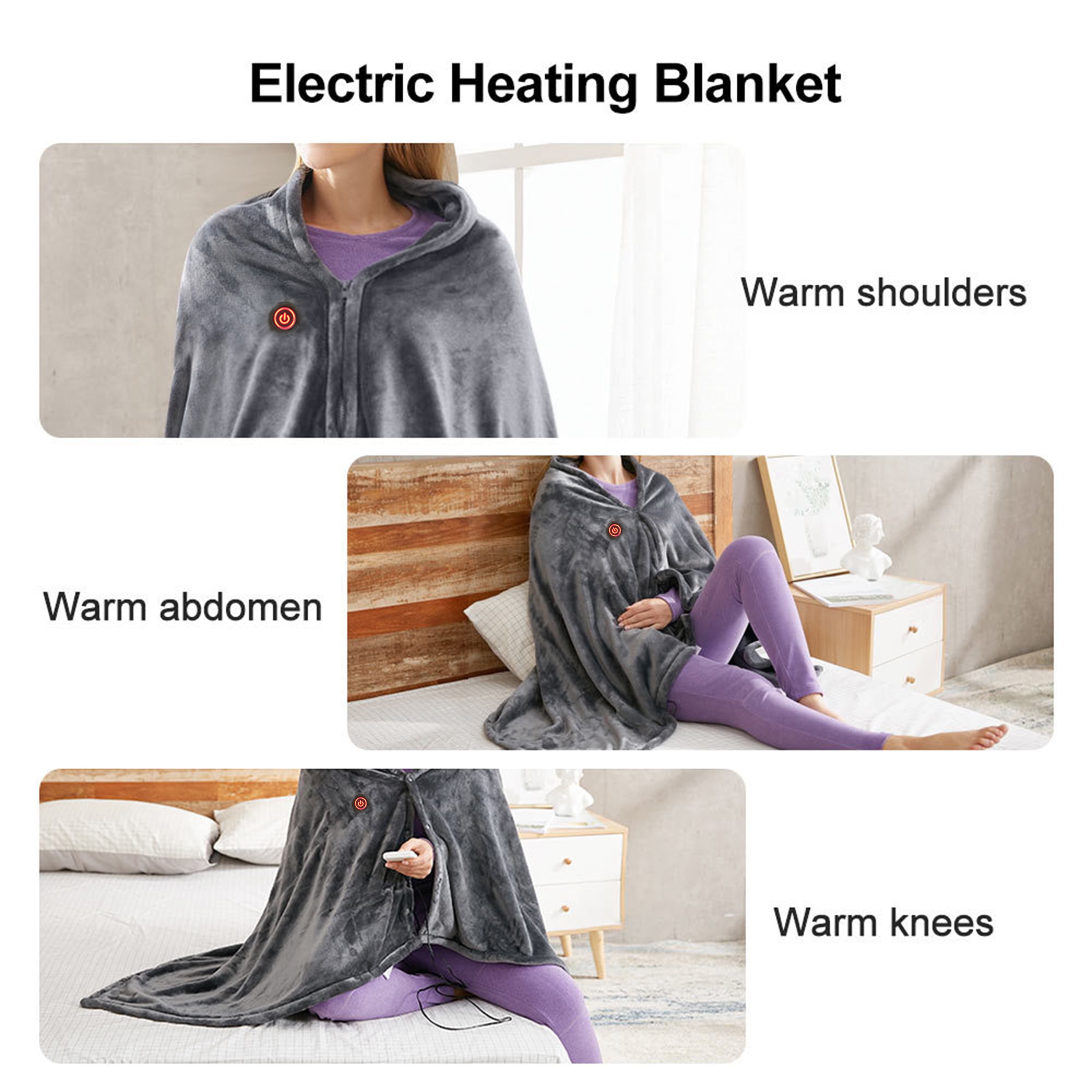 Electric Heated Fleece Shawl Portable Blanket for Home Office Car Camping –  arrislife
