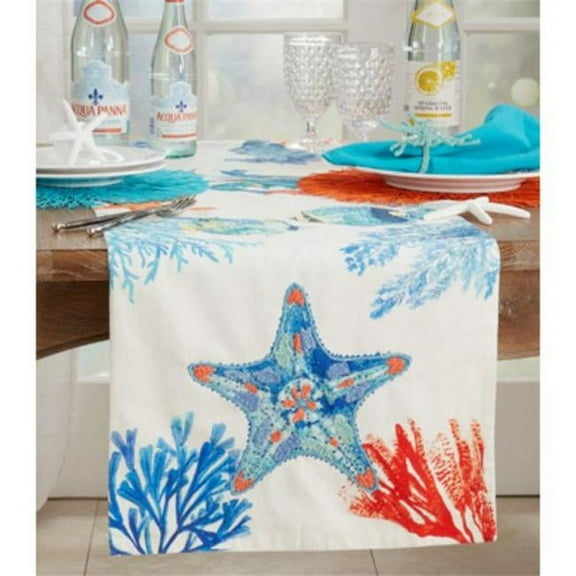 Saro Lifestyle Multicolor Sea Life Table Runner