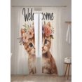 thumbnail image 5 of Cute Cat Sheer Curtains 2 Panels Set Garland Welcome Retro Lihgt Filtering Rod Pocket Voile Drape, Semi Sheer Window Curtains for Bedroom Living Room, 52"x108", 5 of 5