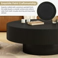 thumbnail image 5 of 31.5" Round Wood Coffee Table Modern Black Coffee Tables for Living Room Circle Drum Coffee Table with Sturdy Pedesta Circular Fluted Center Table for Apartment Living Room, 5 of 17