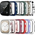 thumbnail image 1 of 12 Pack Case with Tempered Glass Screen Protector for Apple Watch Series 8 7 45mm, Full Matte Leopard Cow Pattern PC Cover for Iwatch 8 45mm Accessories (12 Colors, 45mm), 1 of 5
