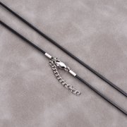 WINNICACA Genuine 2mm Italian Black Leather Cord Chain with Lobster Clasp Rope Chain Bracelet Birthday Anniversary Fathers Valentines Day Gifts for Men