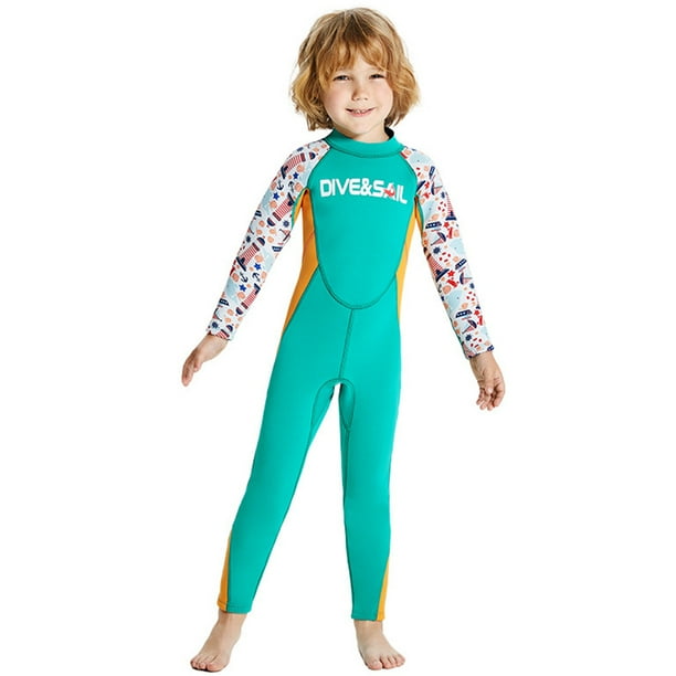 Niños Niños Ropa de playa Traje de baño Manga larga Mantener caliente Cremallera trasera para deportes acuáticos Tmvgtek Para Estrenar