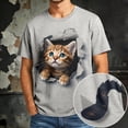 thumbnail image 2 of YUEHUA Cat Shirts for Mens Women Funny Tshirt Cat Shirt Unisex Cute 3D Cat Graphic Tee Summer Casual Short Sleeve Tops T-Shirts for Adult, 2 of 5