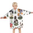 thumbnail image 3 of Brown Mushroom Plant White Pattern Blanket Hoodies for Kids 6-13YR Oversize Wearable Blanket Hoodies for Boys Girls Teens, 3 of 7